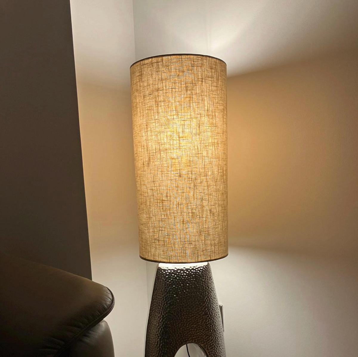 Natural Linen Tall Cylinder Lampshade