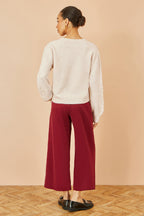Oatmeal floral appliqué jumper, view 4