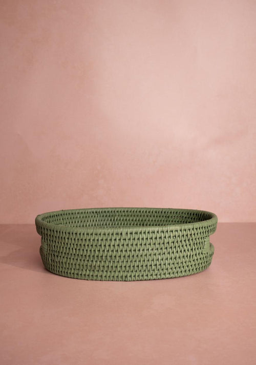 Cotswold Oval Rattan Baskets, Green (Set of 2)
