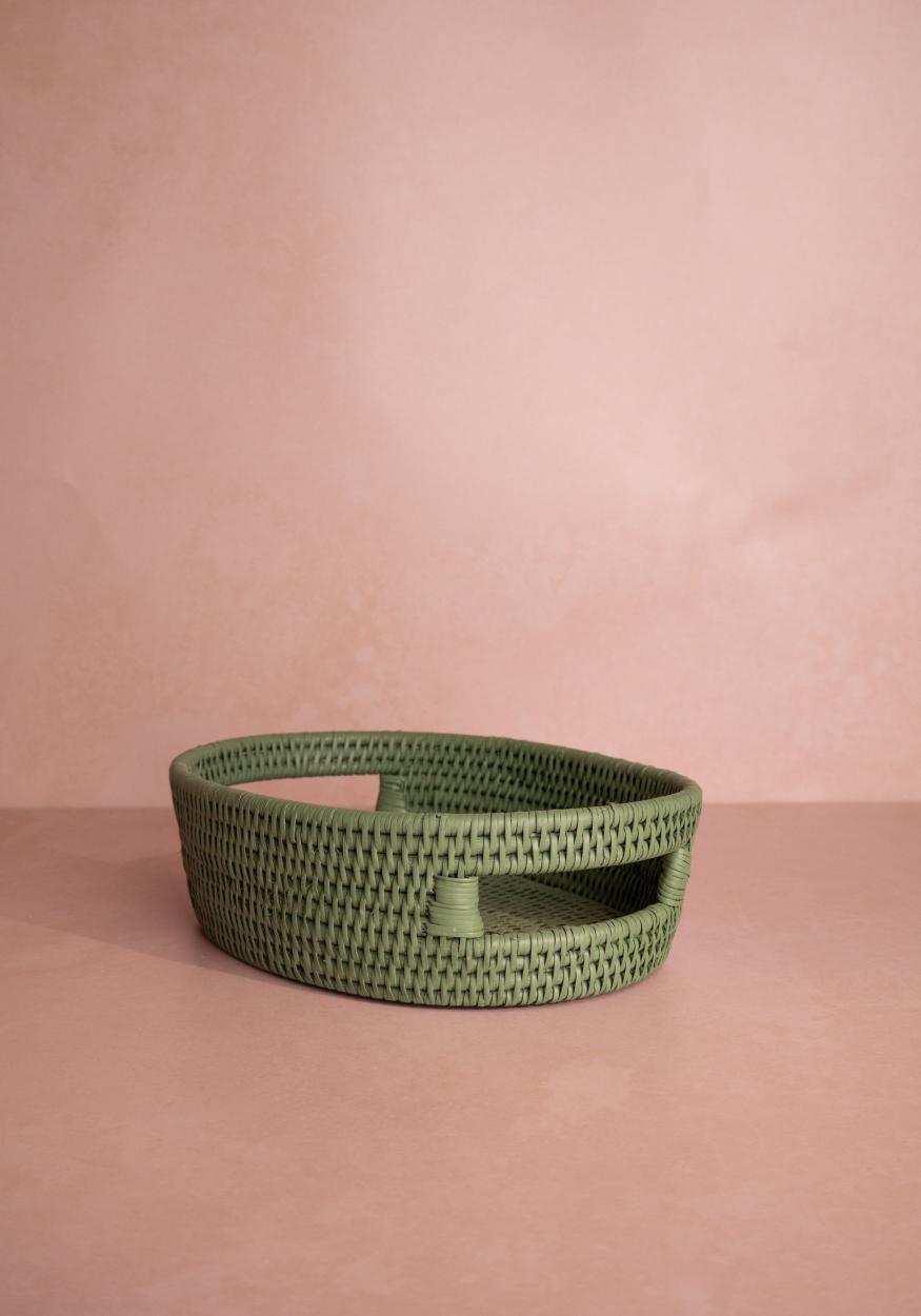 Cotswold Oval Rattan Baskets, Green (Set of 2)