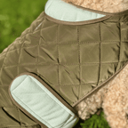 Quilted Dog Coat, Khaki Tweed