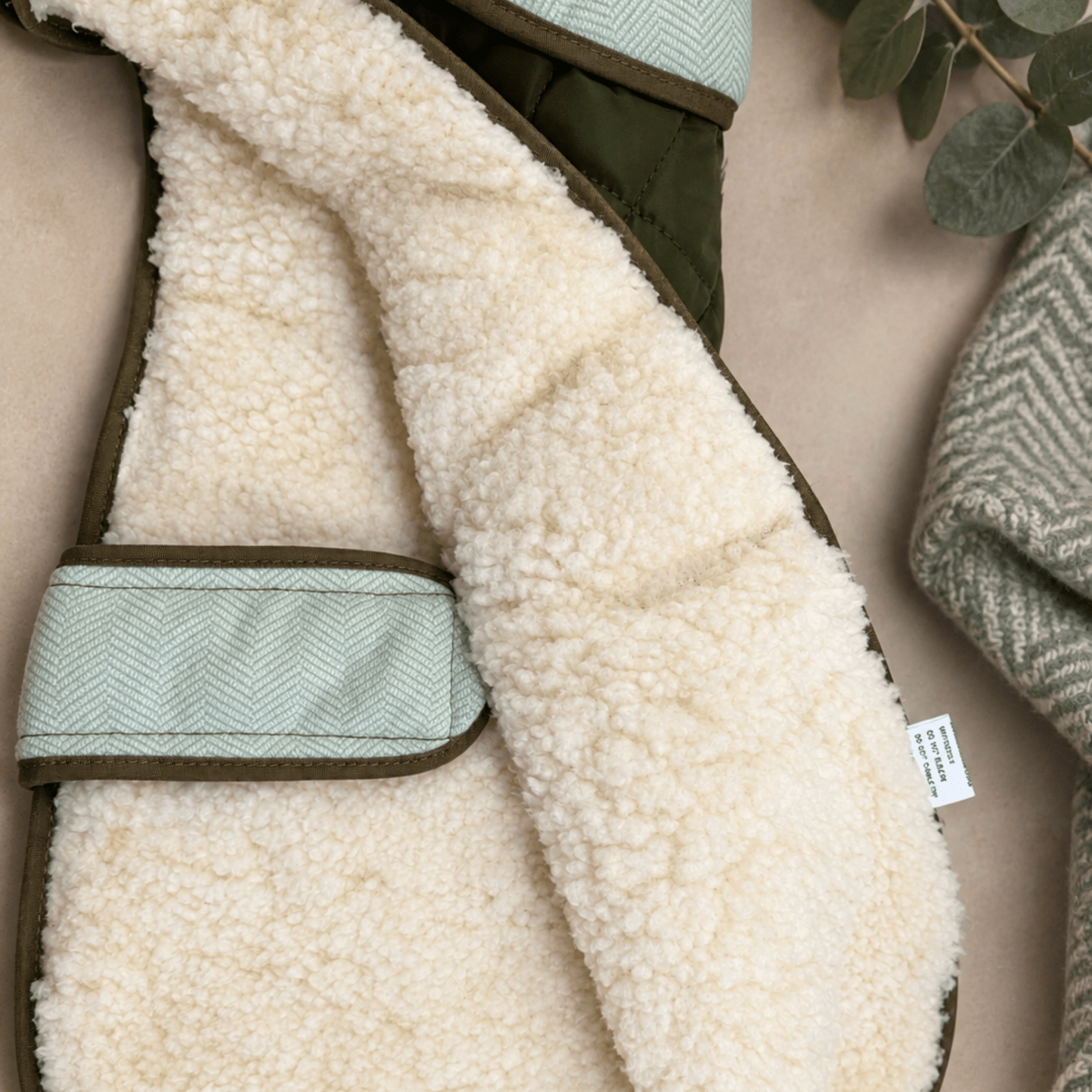Quilted Dog Coat, Khaki Tweed