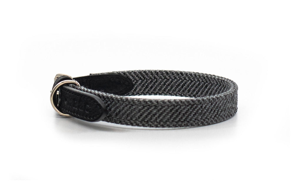 The Balmoral Herringbone and Leather Dog Collar