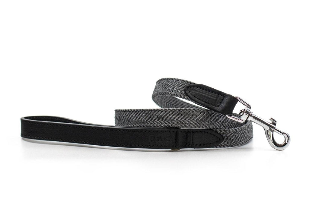 The Balmoral Herringbone and Leather Dog Lead