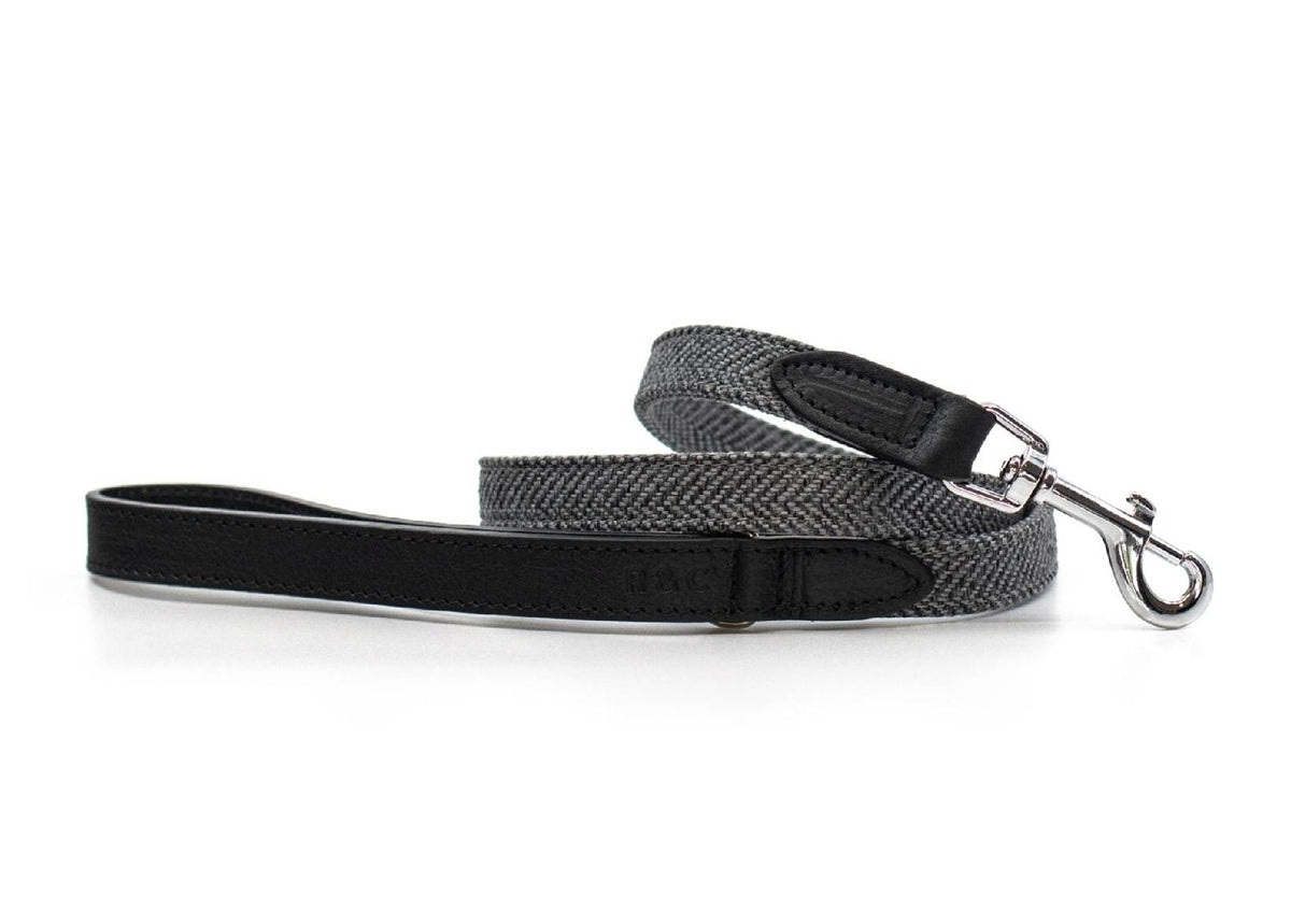 The Balmoral Herringbone and Leather Dog Lead
