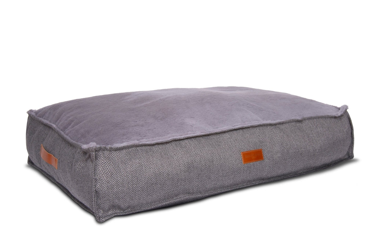 The Balmoral Herringbone Flat Pillow Dog Bed