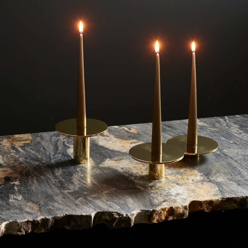 Eclipse Solid Brass Candle Holder