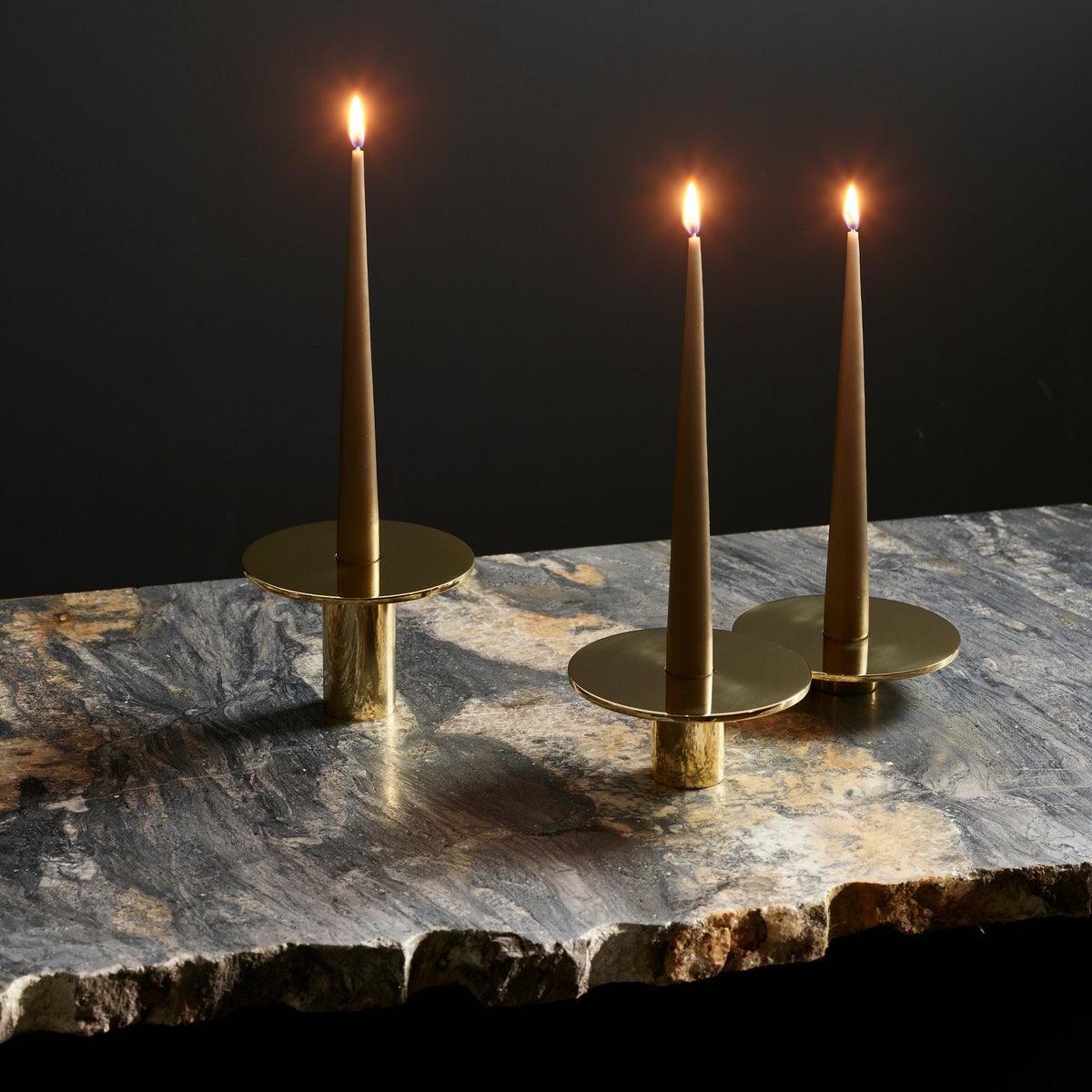 Eclipse Solid Brass Candle Holder