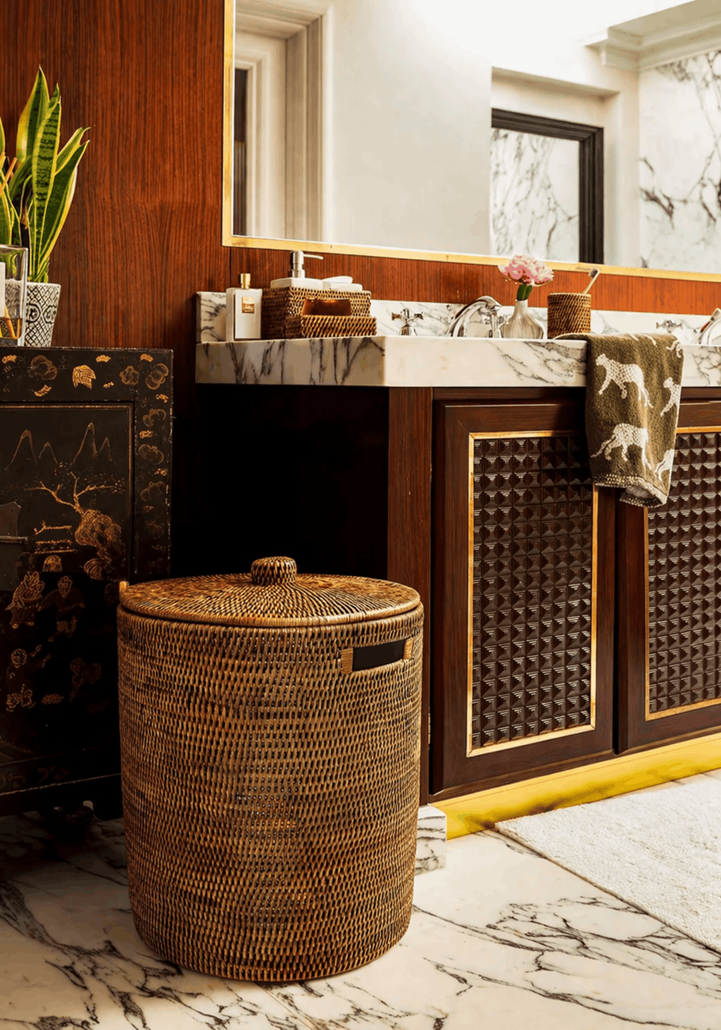 Handwoven Rattan Laundry Hamper, view 2
