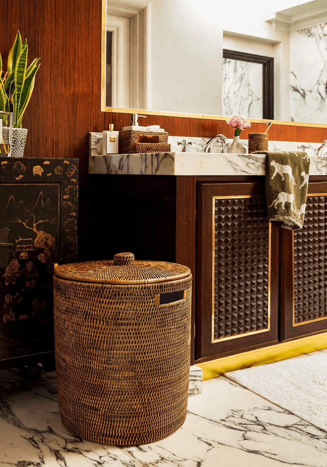 Handwoven Rattan Laundry Hamper, view 2