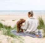 Balmoral grey herringbone and faux fur reversible dog blanket, view 6