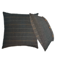 Pair of pewter and black tweed cushions