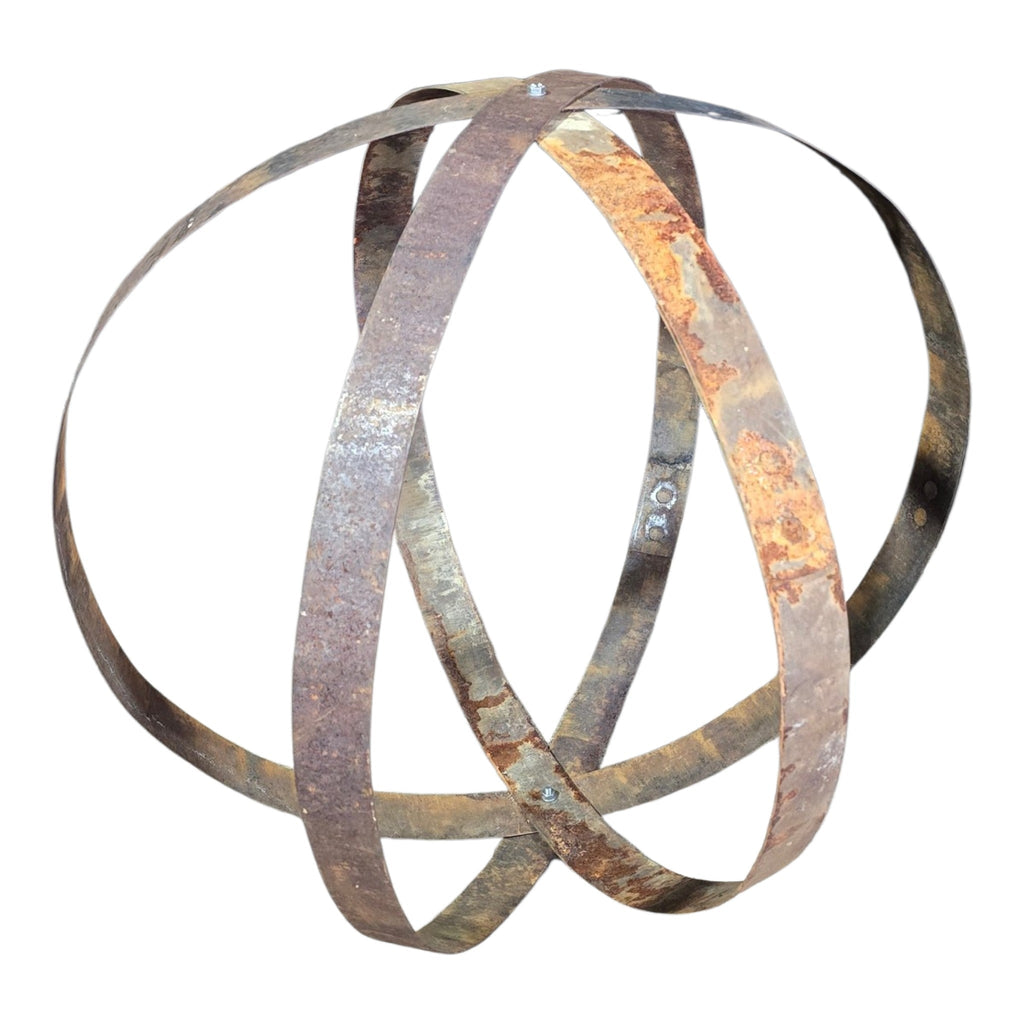 Reclaimed steel log holder orb, view 4
