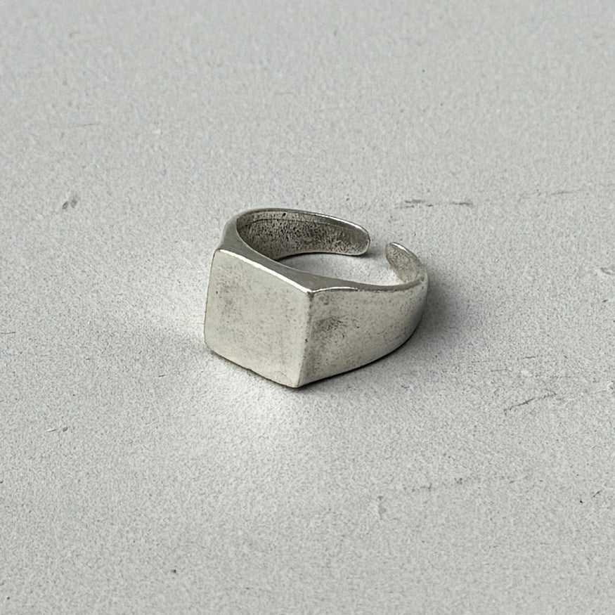 Square signet ring in aged silver