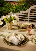 Jemima Linen Tablecloth, Green Stripe, view 2