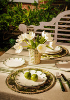 Jemima Linen Tablecloth, Green Stripe, view 3