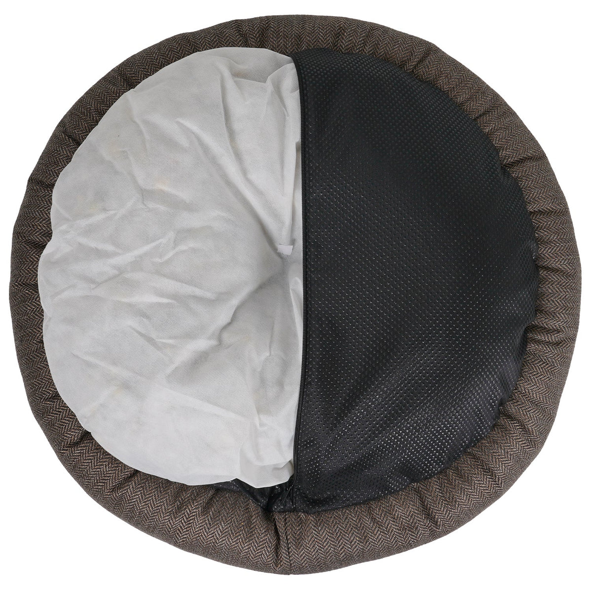 Lincoln herringbone tweed donut dog bed, view 8