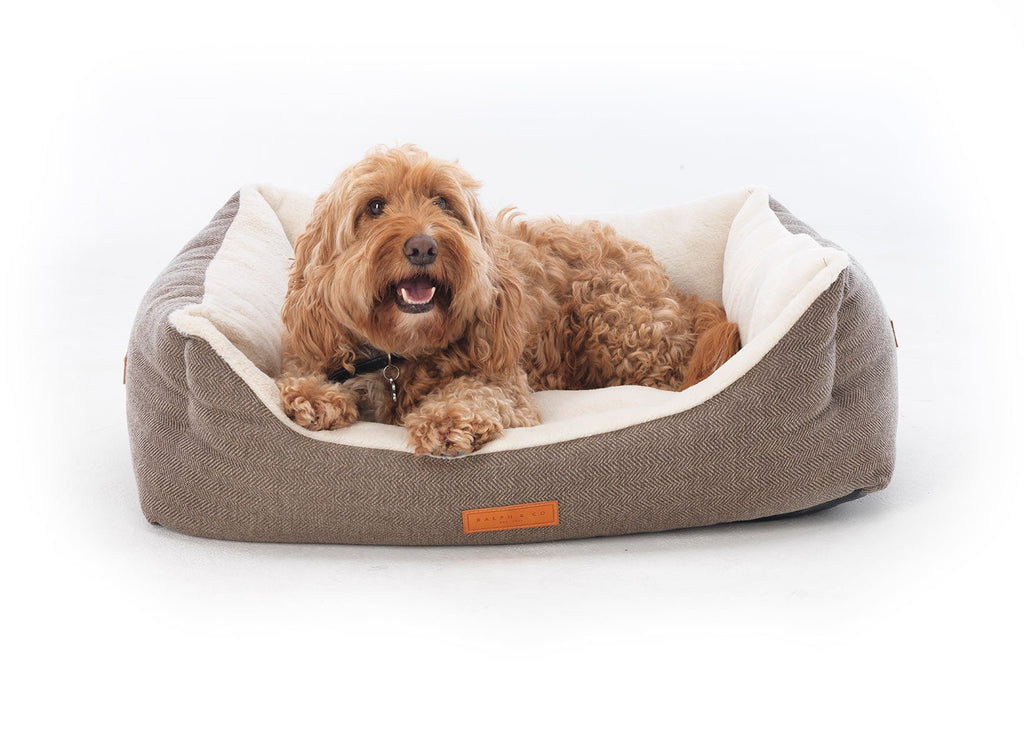 Lincoln herringbone tweed bolster dog bed, view 10