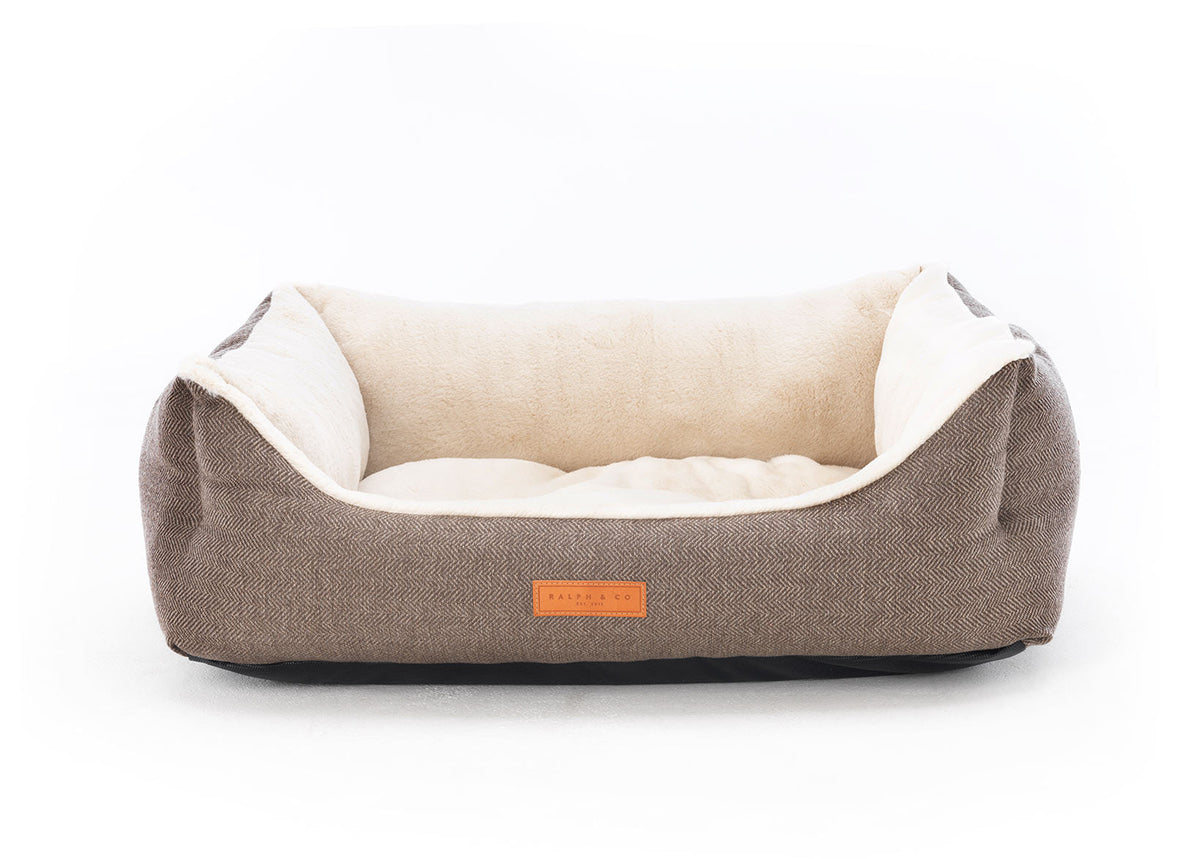 Lincoln herringbone tweed bolster dog bed