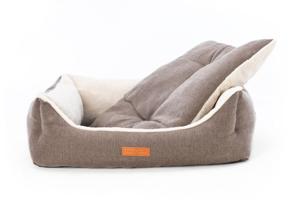 Lincoln herringbone tweed bolster dog bed, view 6