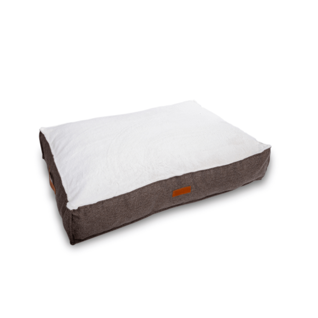 Lincoln brown herringbone tweed pillow dog bed, view 9