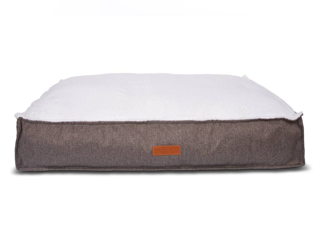Lincoln brown herringbone tweed pillow dog bed