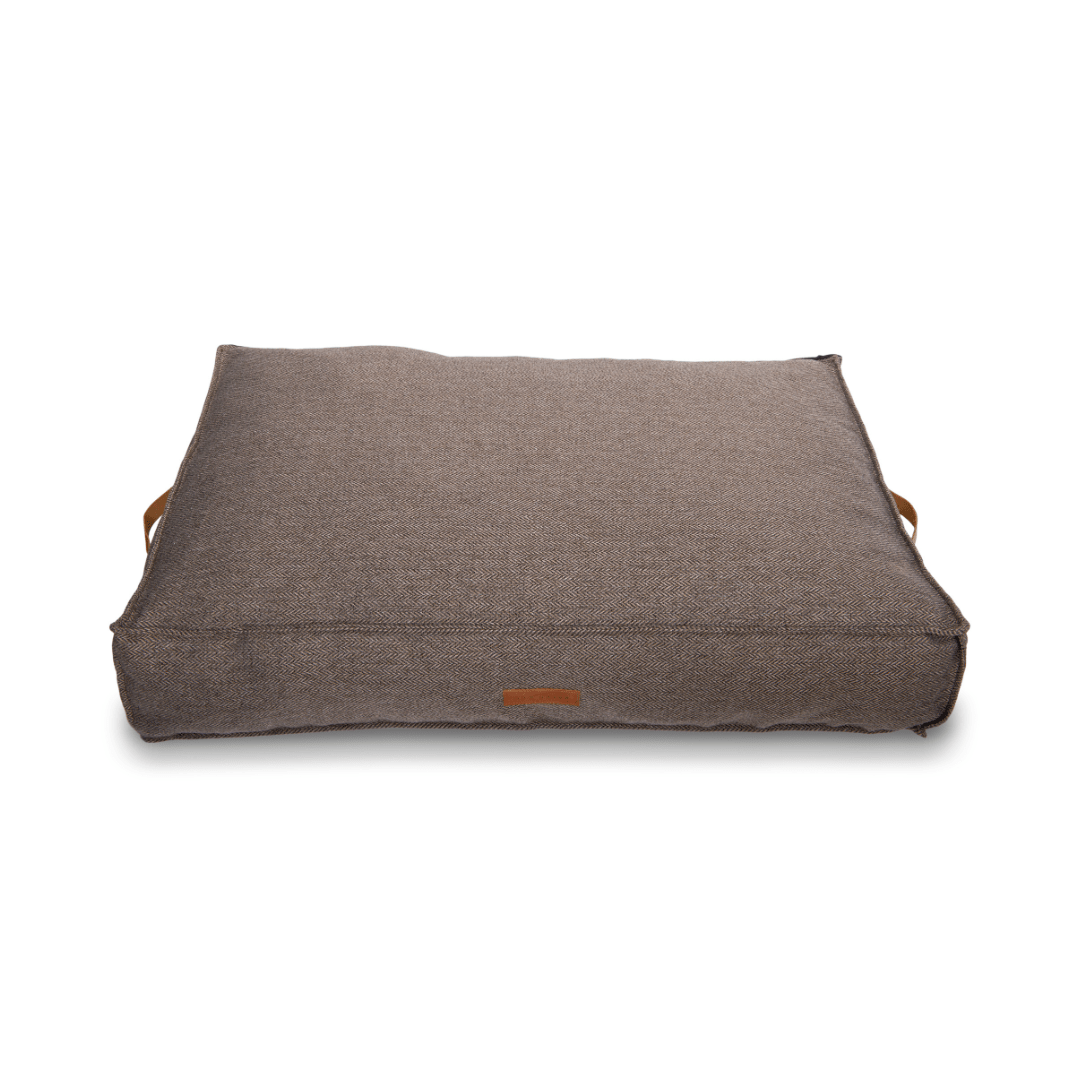 Lincoln brown herringbone tweed pillow dog bed, view 7