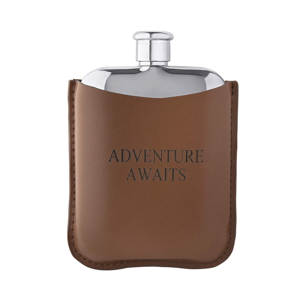Steel Hip Flask with Leather Sleeve