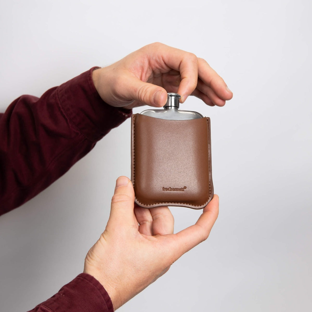 Steel Hip Flask with Leather Sleeve