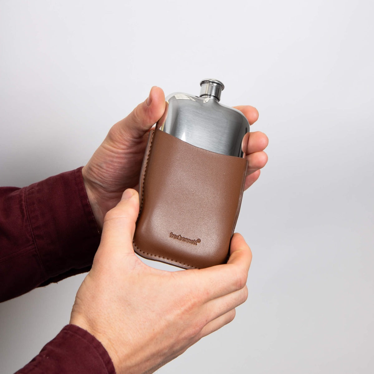 Steel Hip Flask with Leather Sleeve