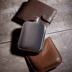 Steel Hip Flask with Leather Sleeve, view 2