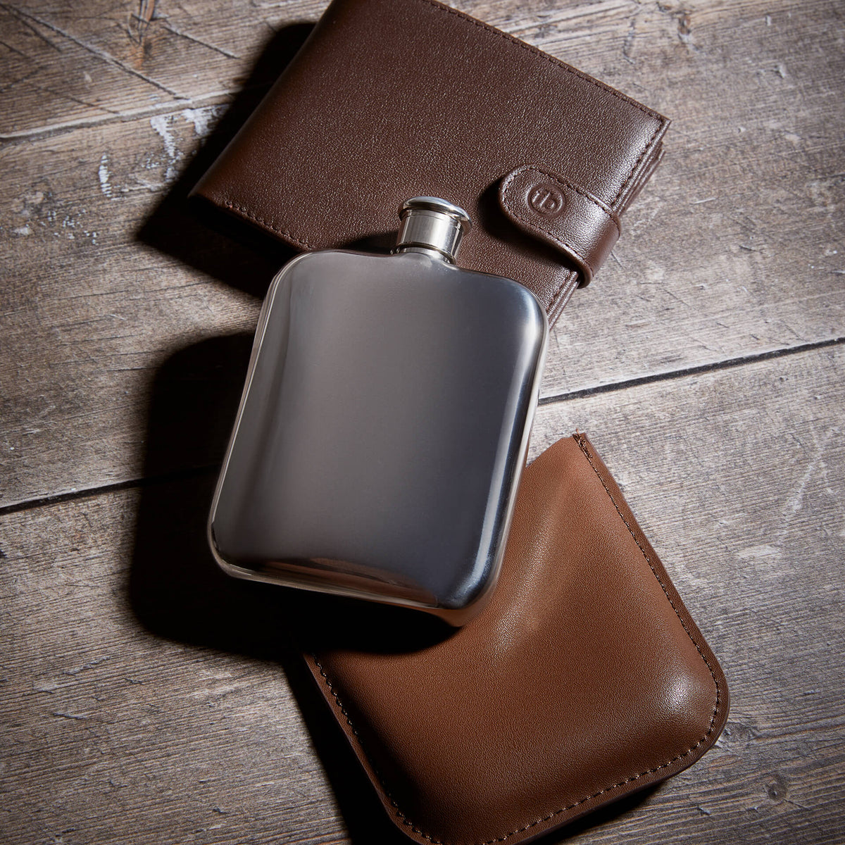 Steel Hip Flask with Leather Sleeve